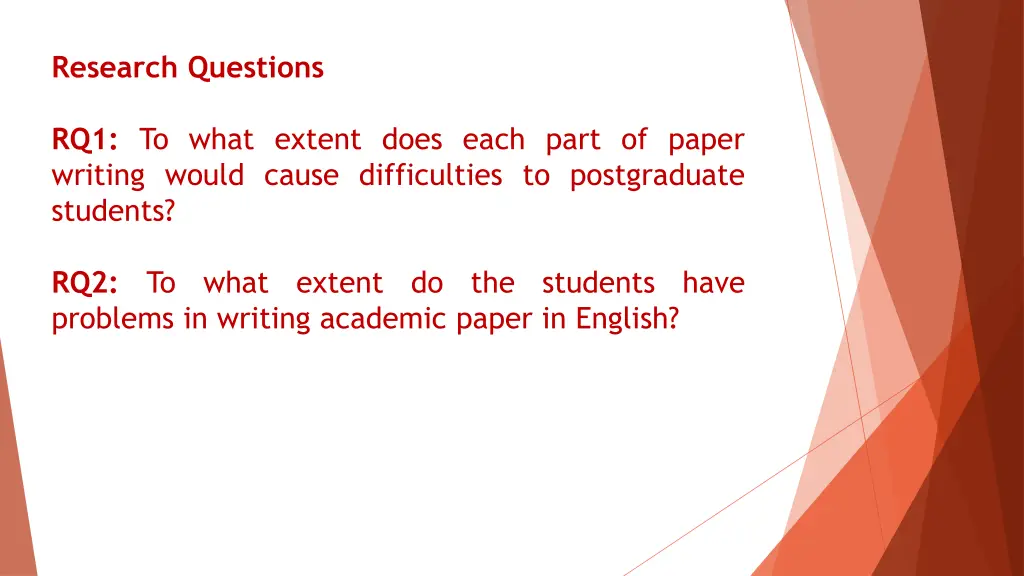 research questions