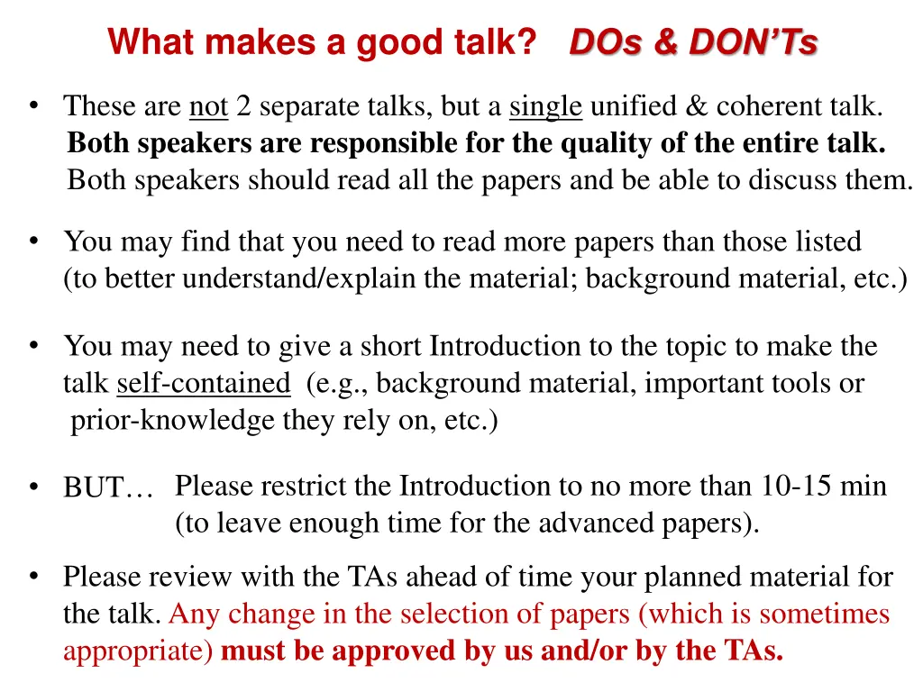 what makes a good talk dos don ts 2