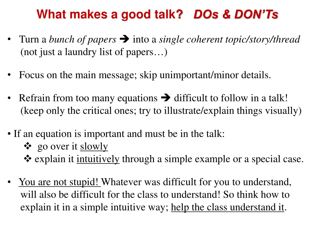 what makes a good talk dos don ts