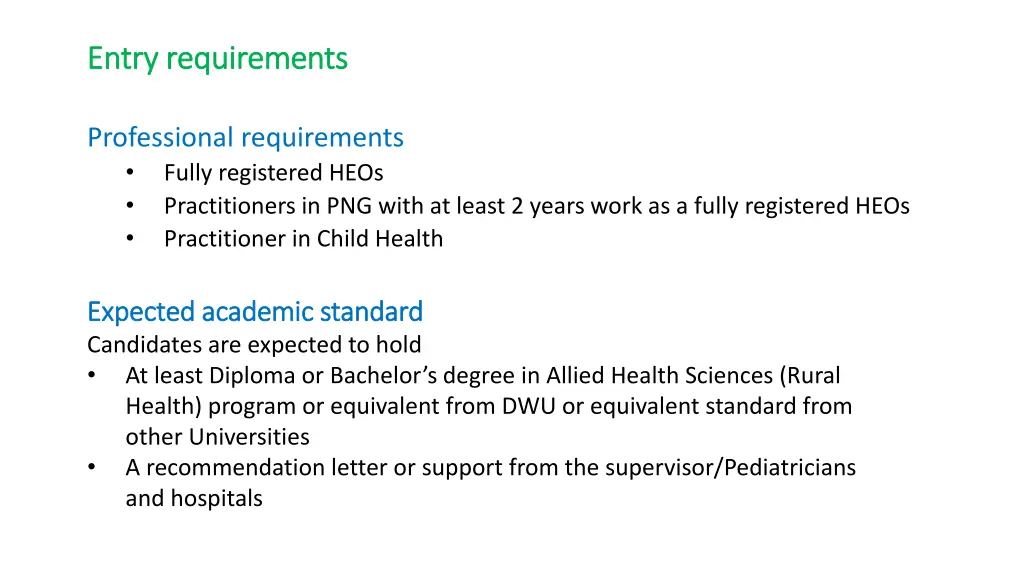 entry requirements entry requirements