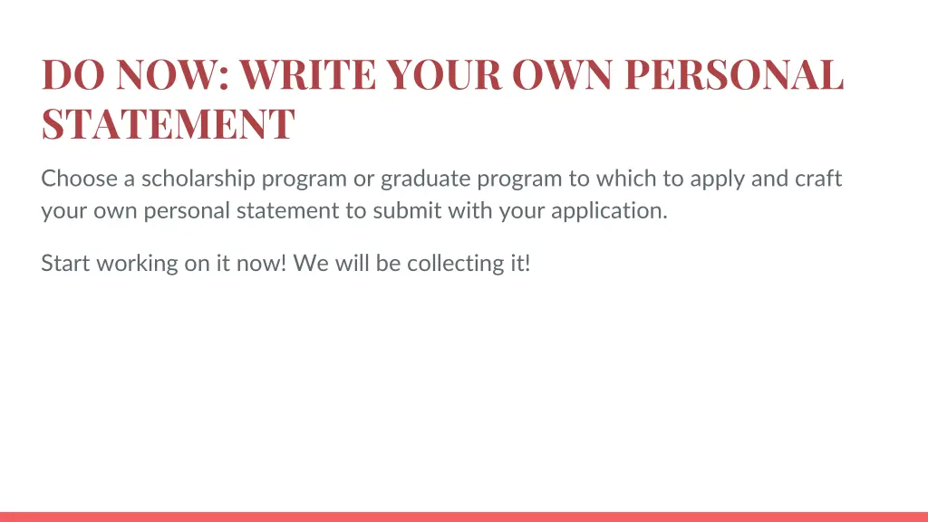 do now write your own personal statement