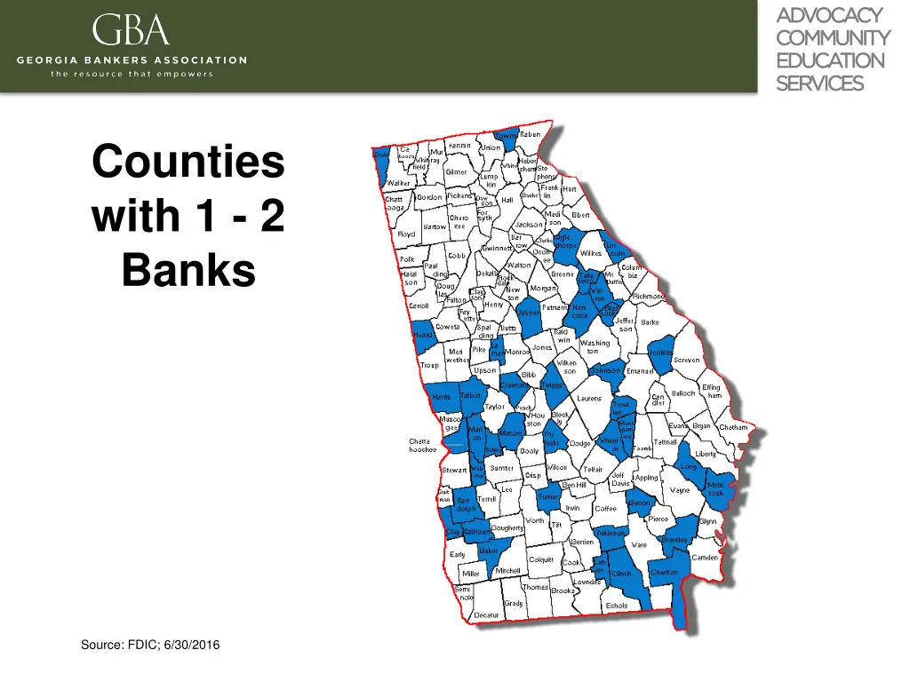 counties with 1 2 banks