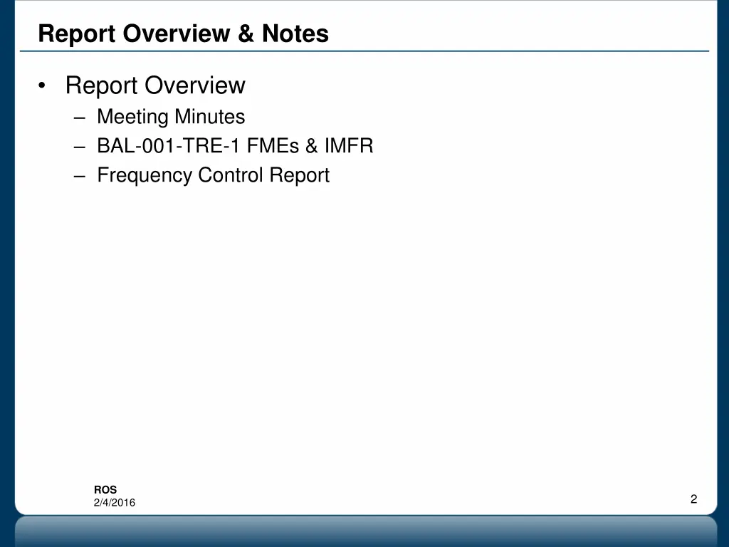 report overview notes