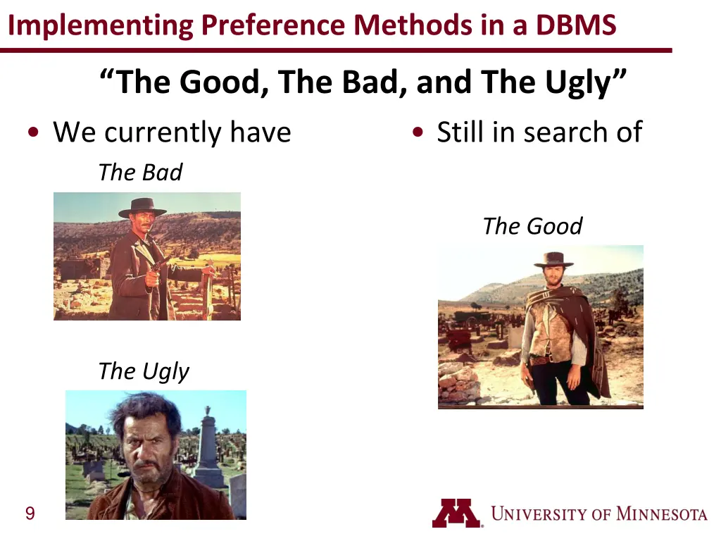 implementing preference methods in a dbms 2