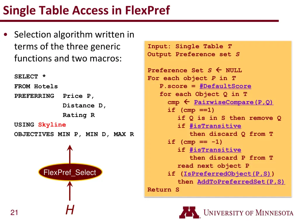 single table access in flexpref