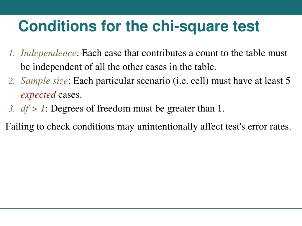 conditions for the chi square test