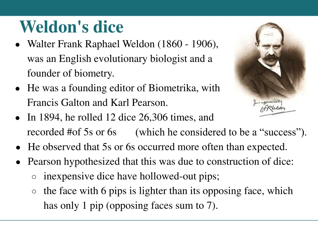 weldon s dice walter frank raphael weldon 1860