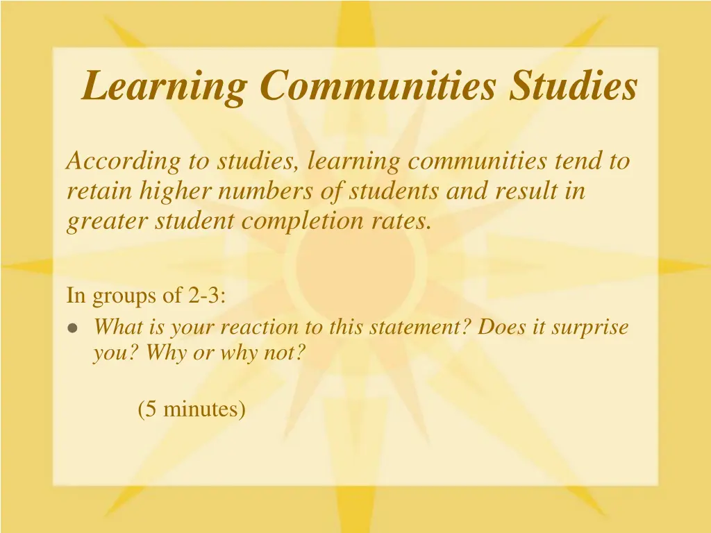 learning communities studies