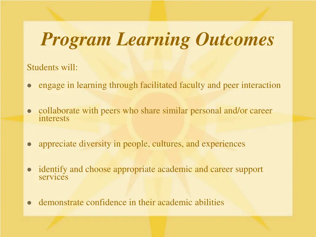 program learning outcomes