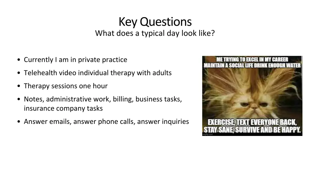 key questions what does a typical day look like