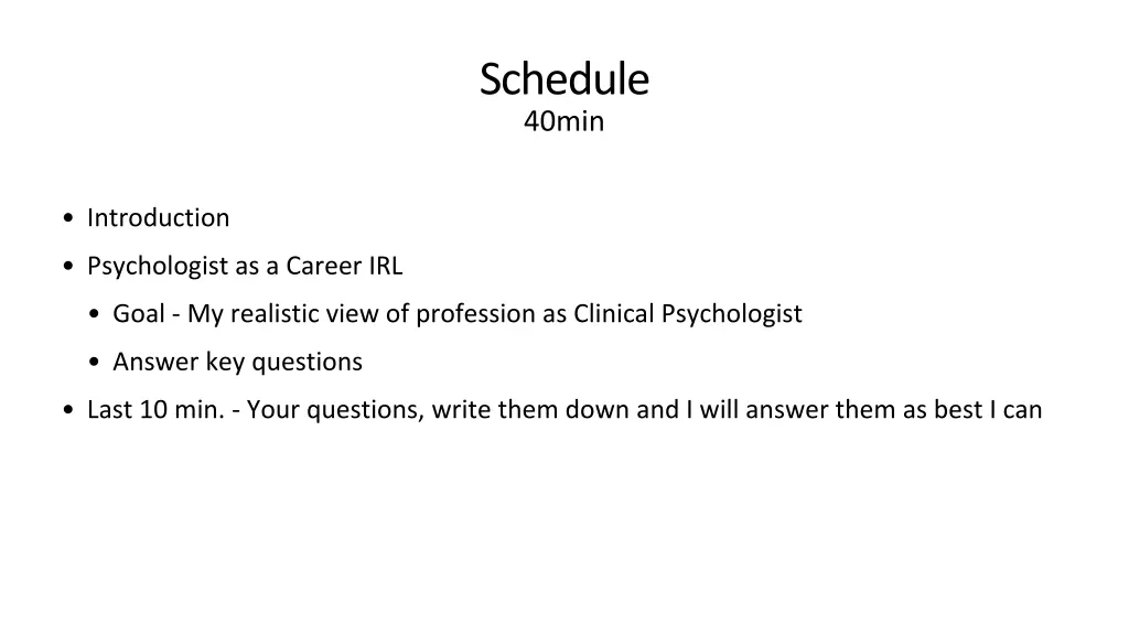 schedule 40min