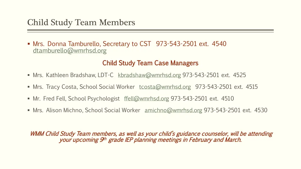 child study team members