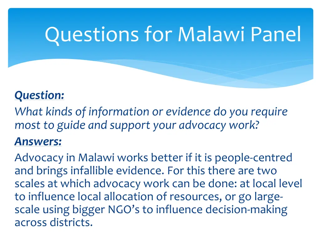 questions for malawi panel 1