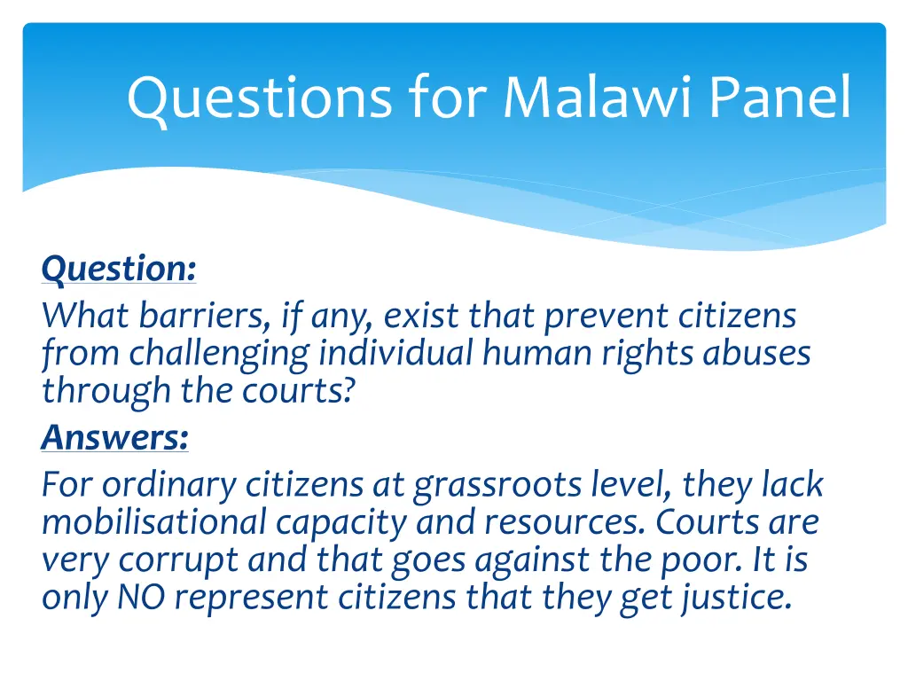 questions for malawi panel 10