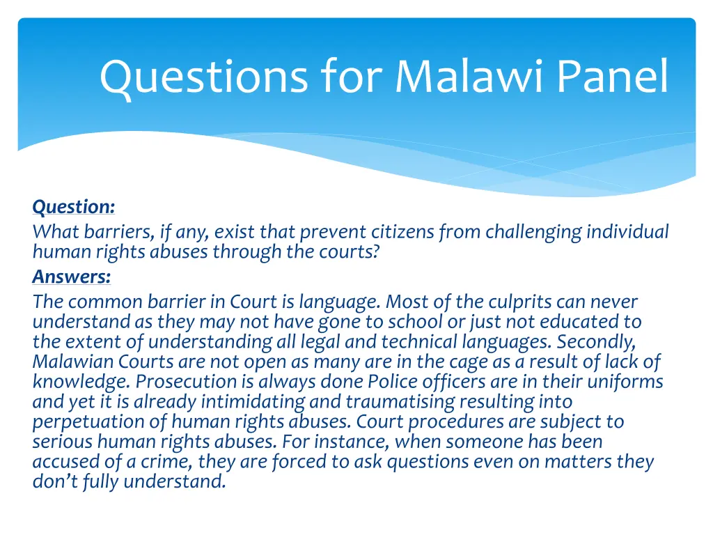 questions for malawi panel 12