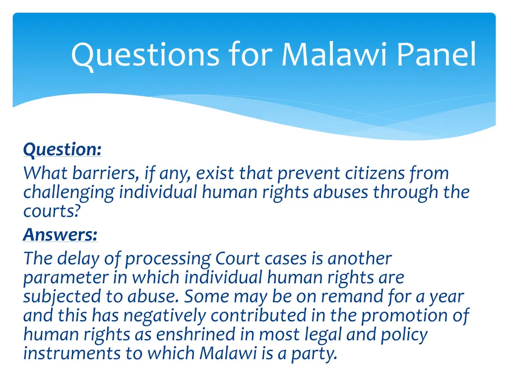 questions for malawi panel 13