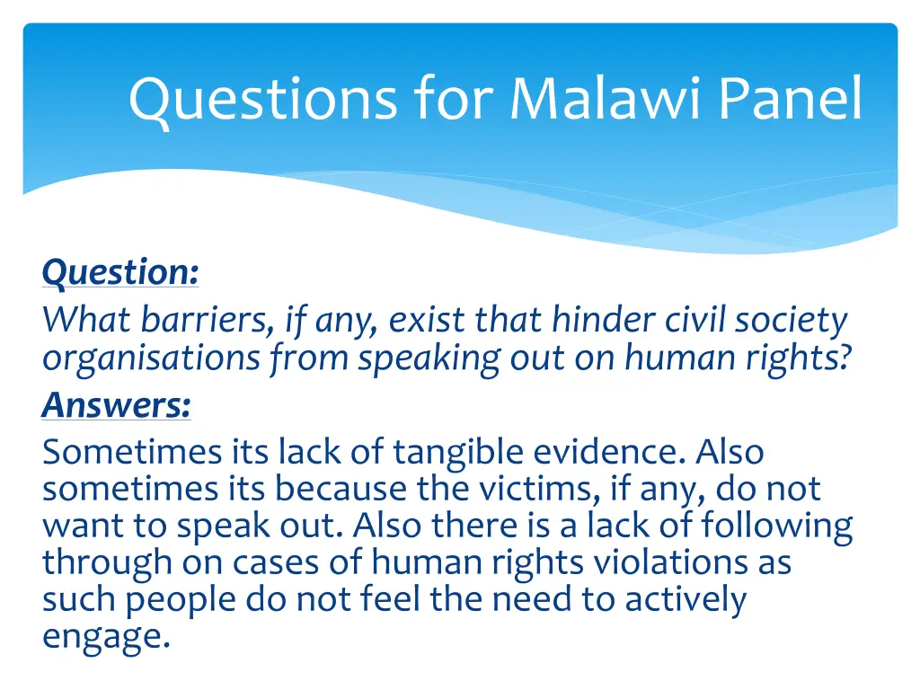 questions for malawi panel 14