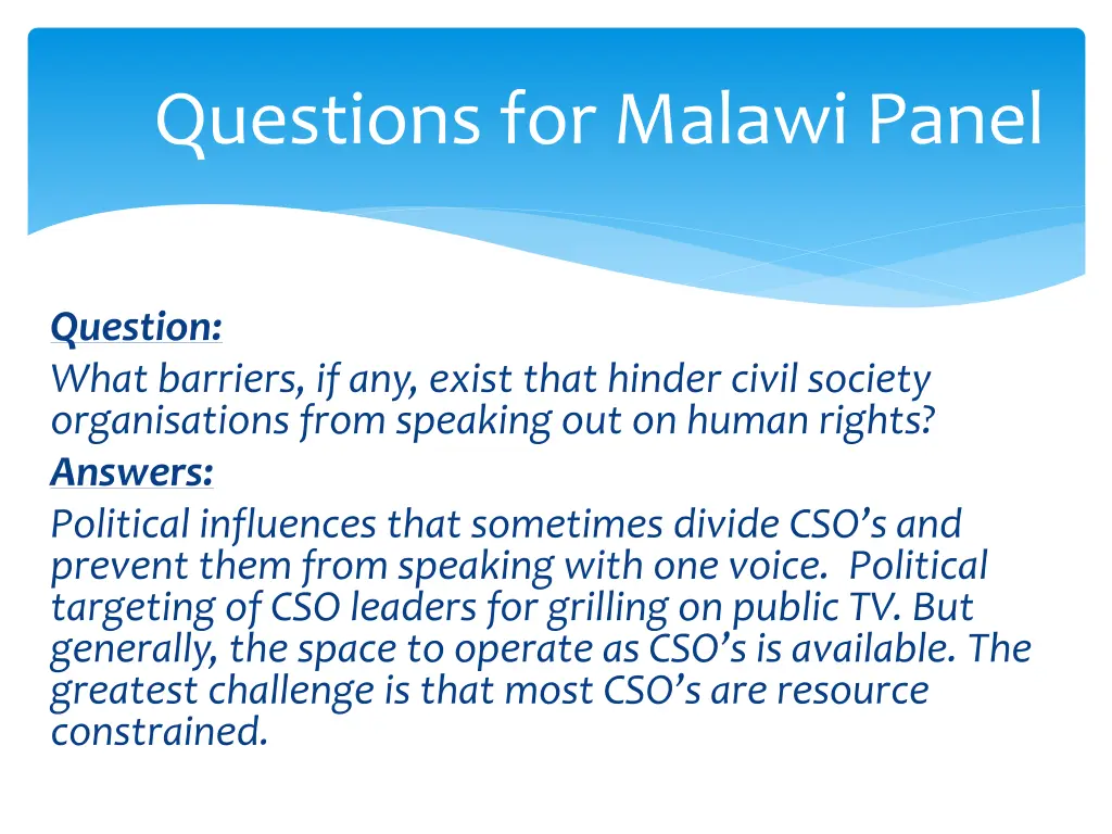 questions for malawi panel 15