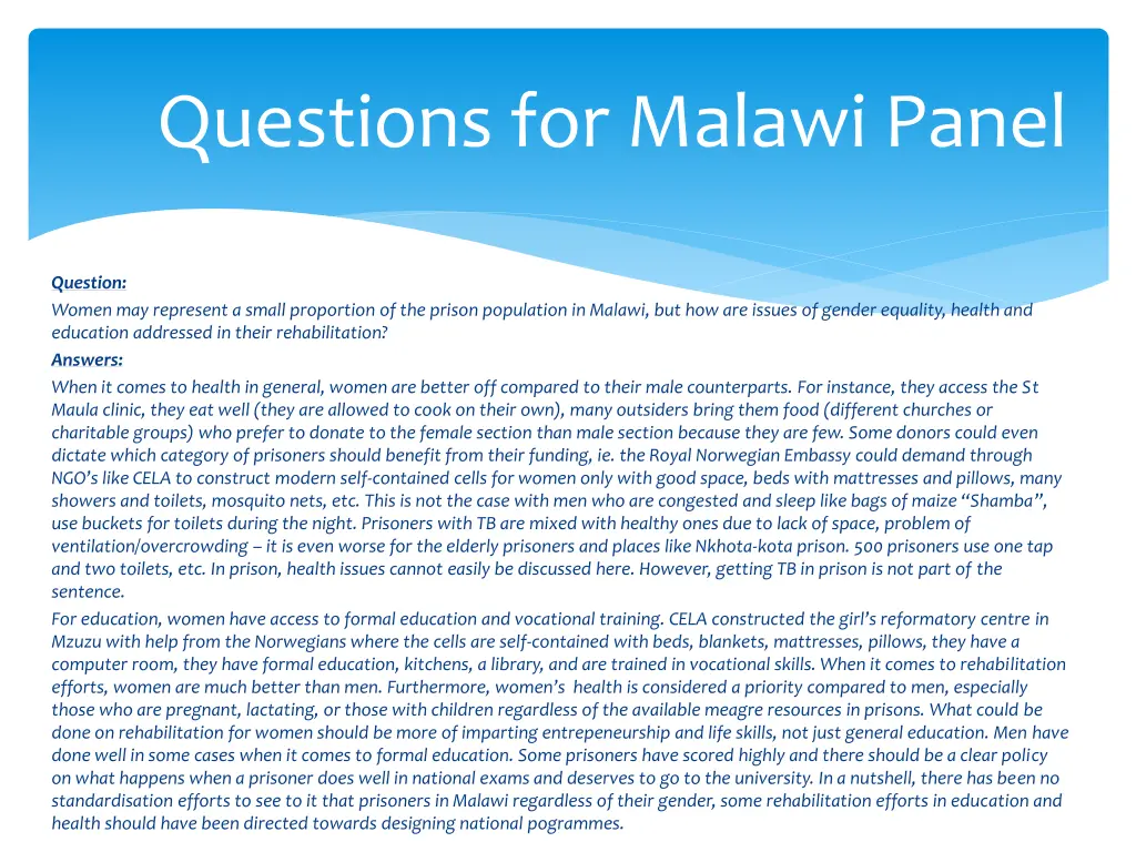 questions for malawi panel 18