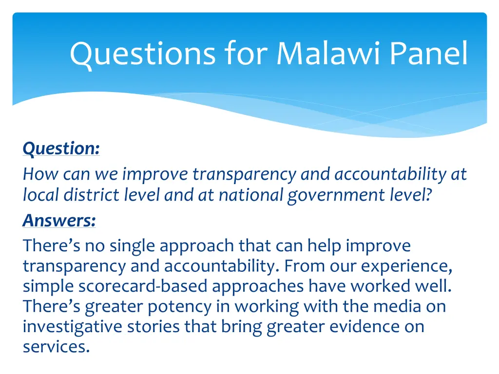 questions for malawi panel 19