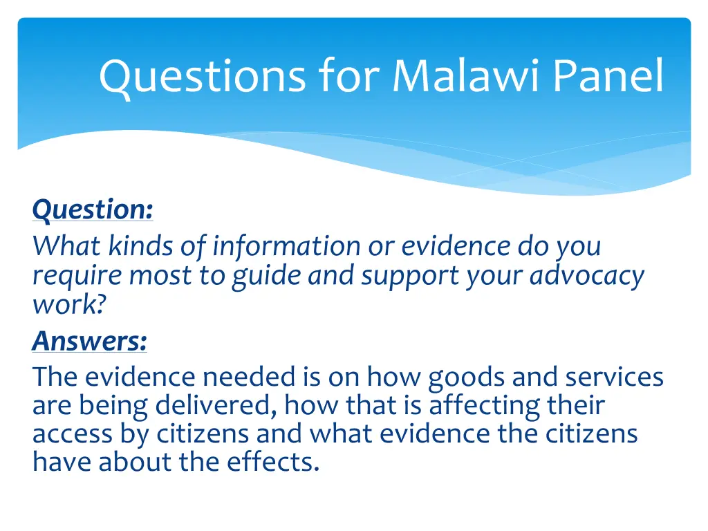 questions for malawi panel 2