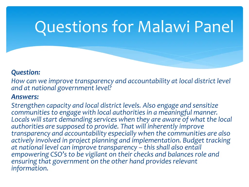 questions for malawi panel 20