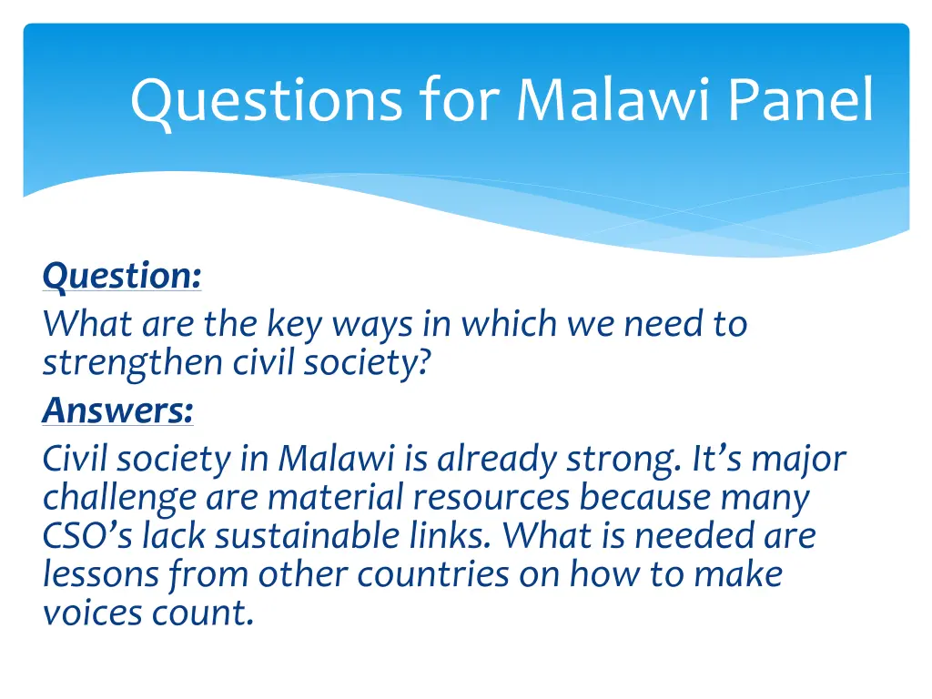 questions for malawi panel 23