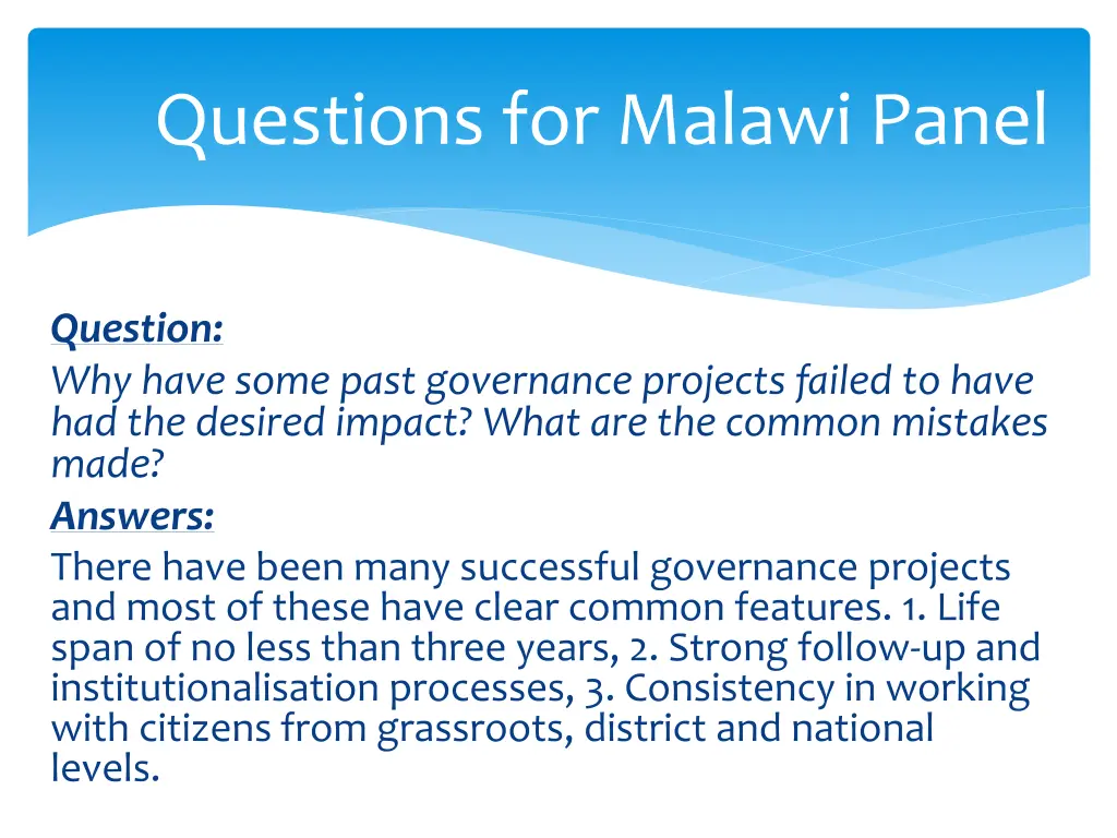 questions for malawi panel 24