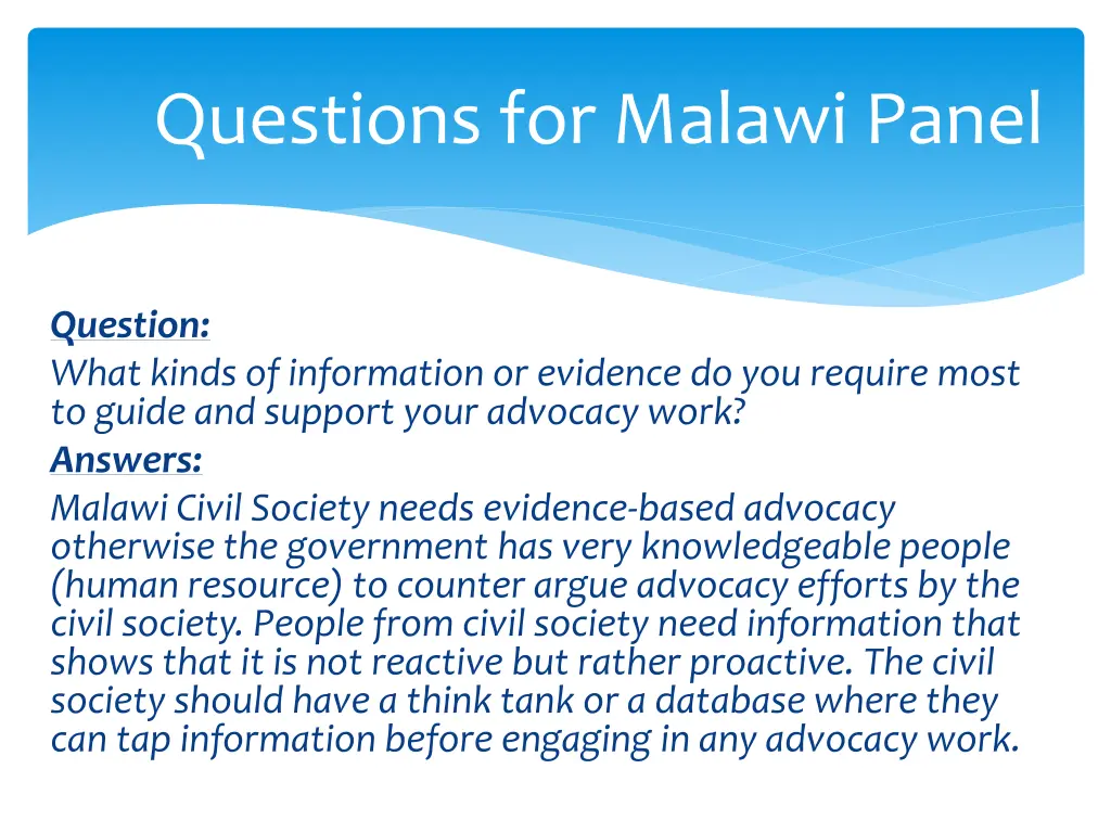 questions for malawi panel 3