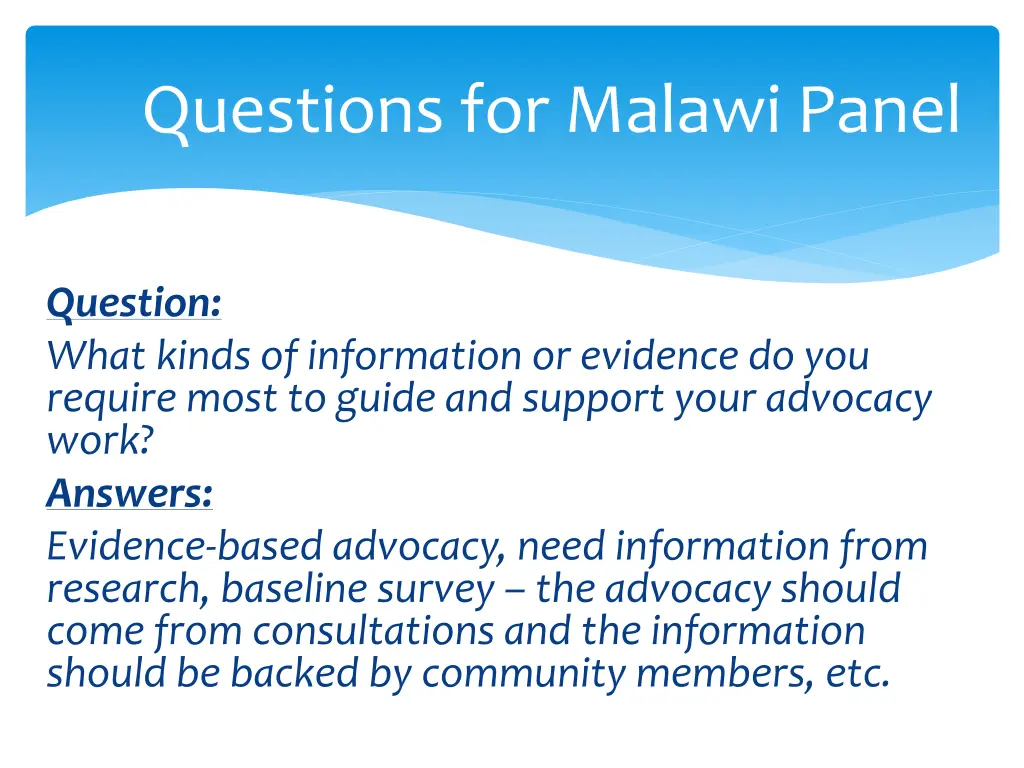 questions for malawi panel 4