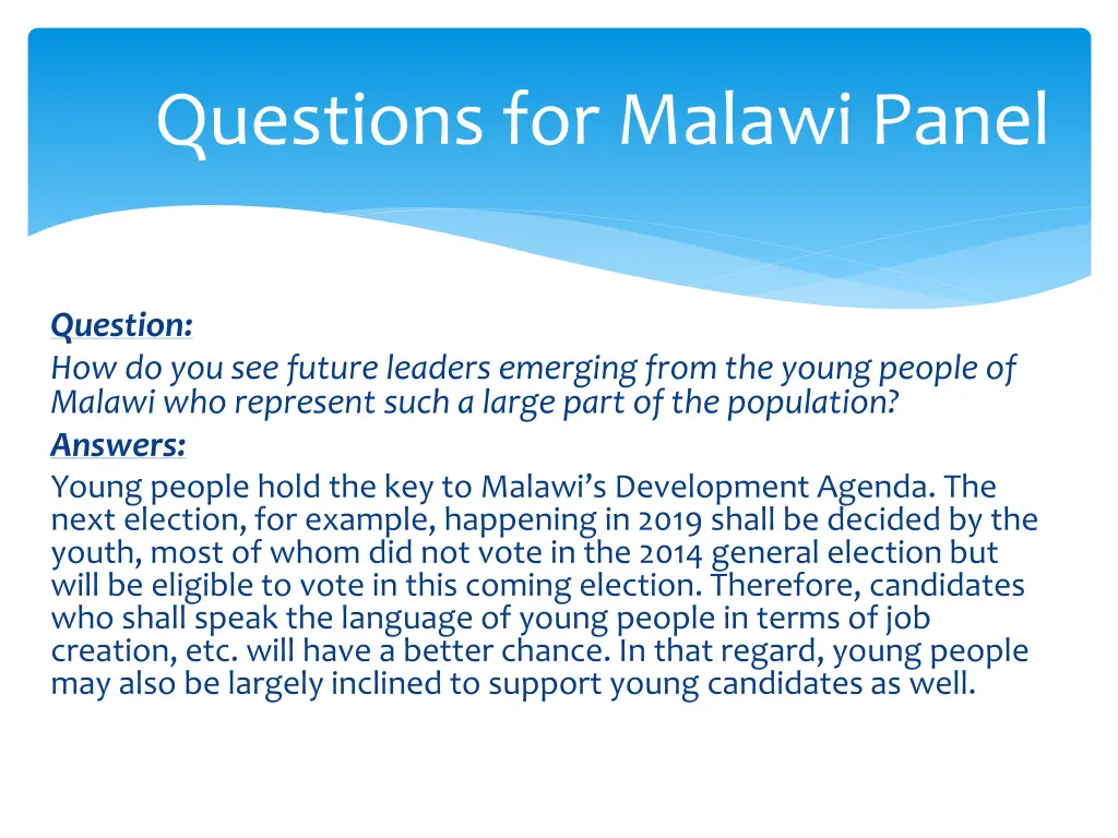 questions for malawi panel 5
