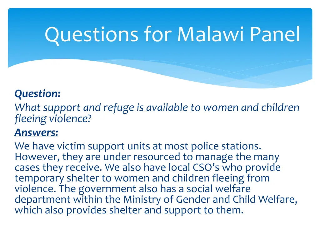 questions for malawi panel 8