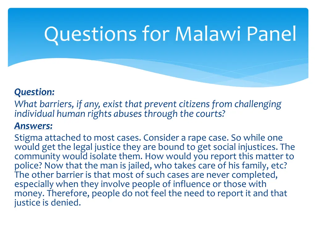 questions for malawi panel 9