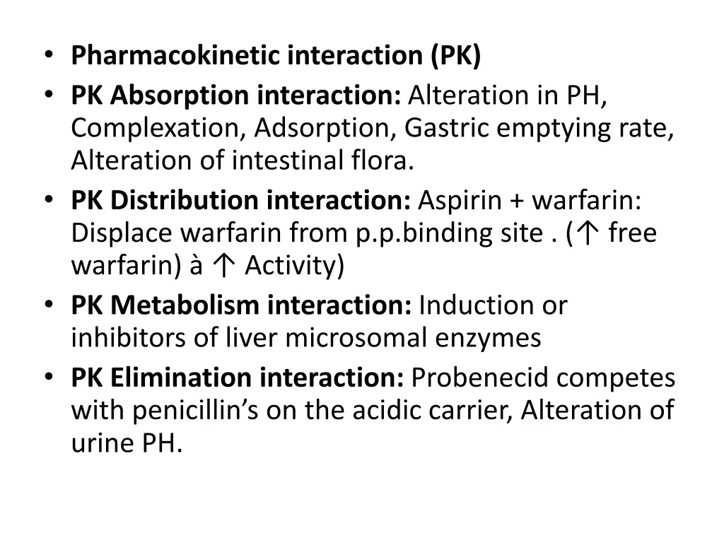 pharmacokinetic interaction pk pk absorption