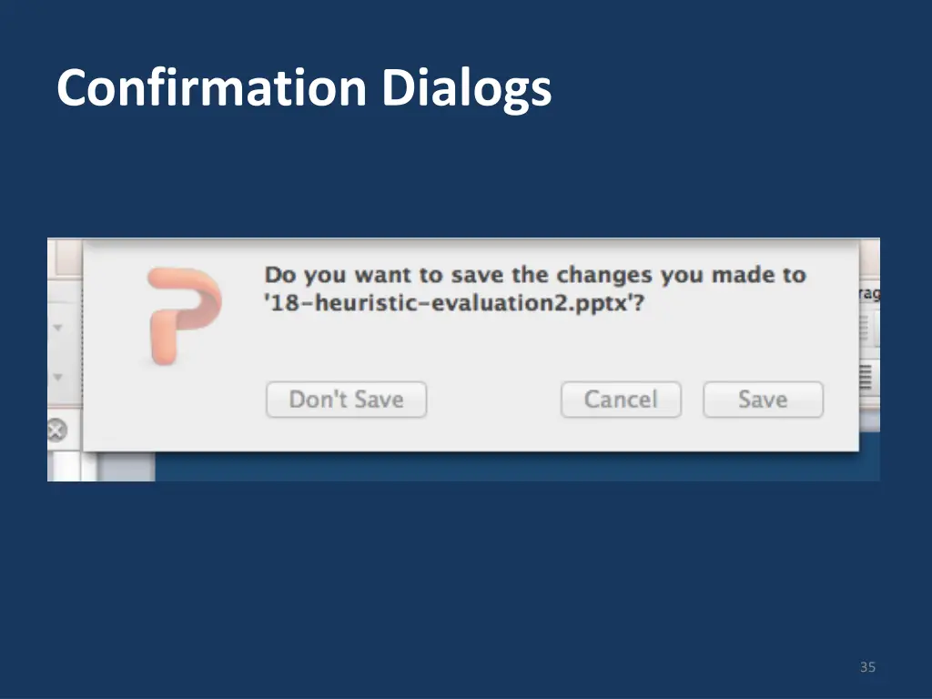 confirmation dialogs