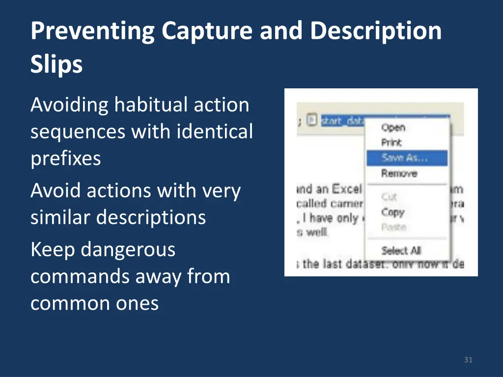 preventing capture and description slips