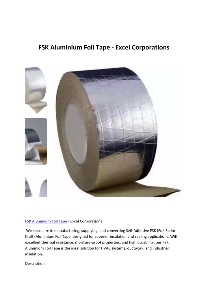 fsk aluminium foil tape excel corporations
