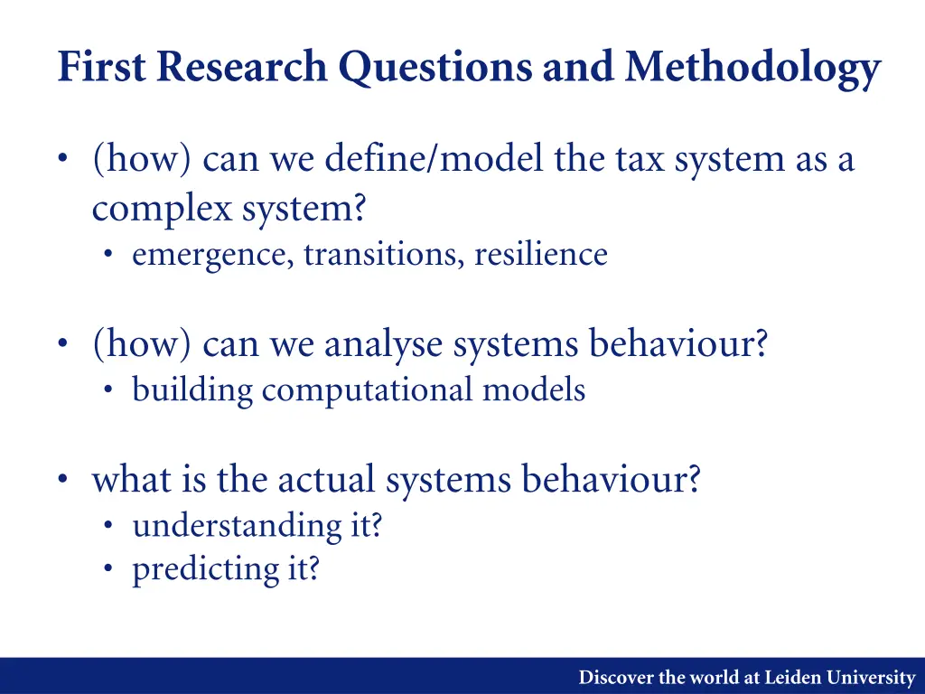 first research questionsand methodology