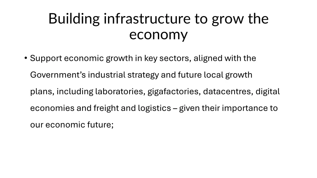 building infrastructure to grow the economy