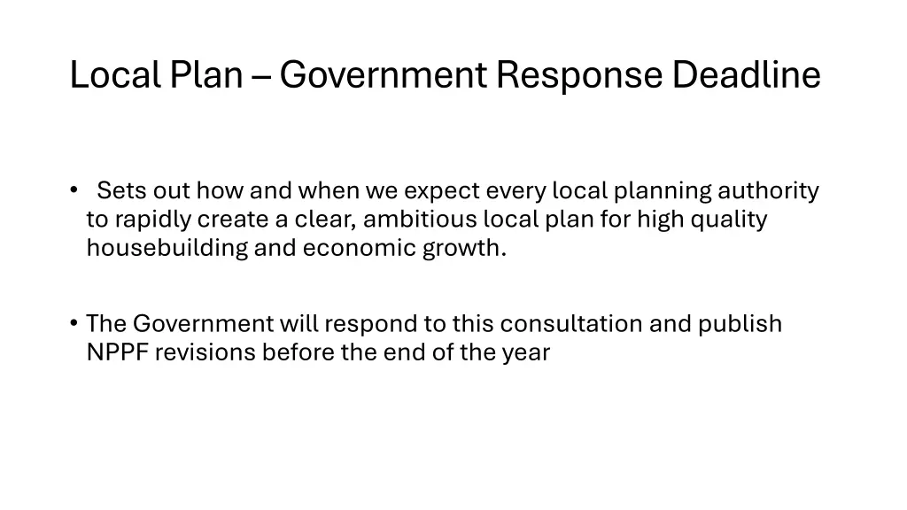 local plan government response deadline