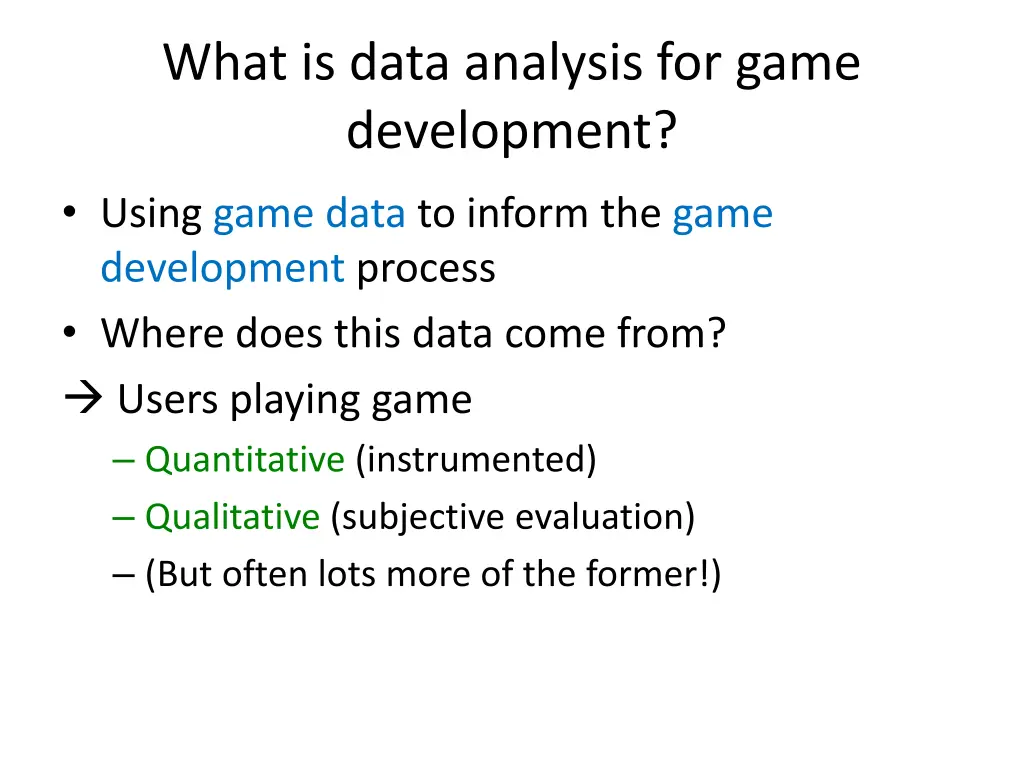 what is data analysis for game development 1