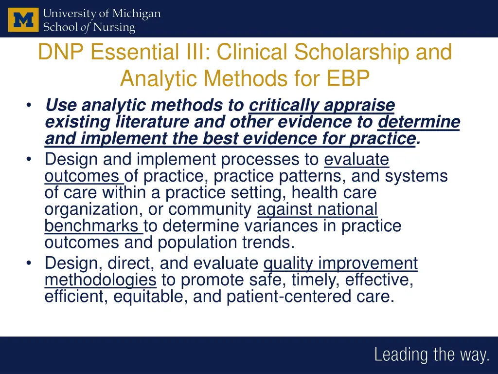 dnp essential iii clinical scholarship