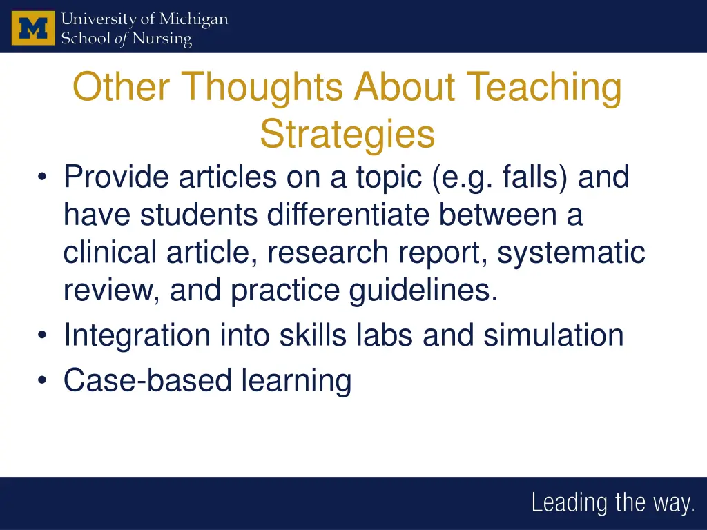 other thoughts about teaching strategies provide