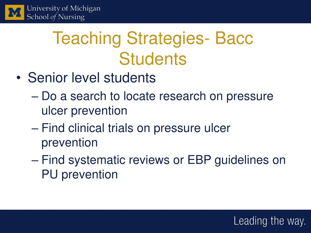 teaching strategies bacc students senior level