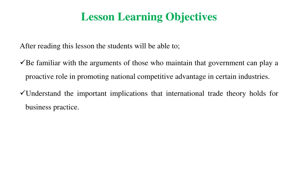 lesson learning objectives