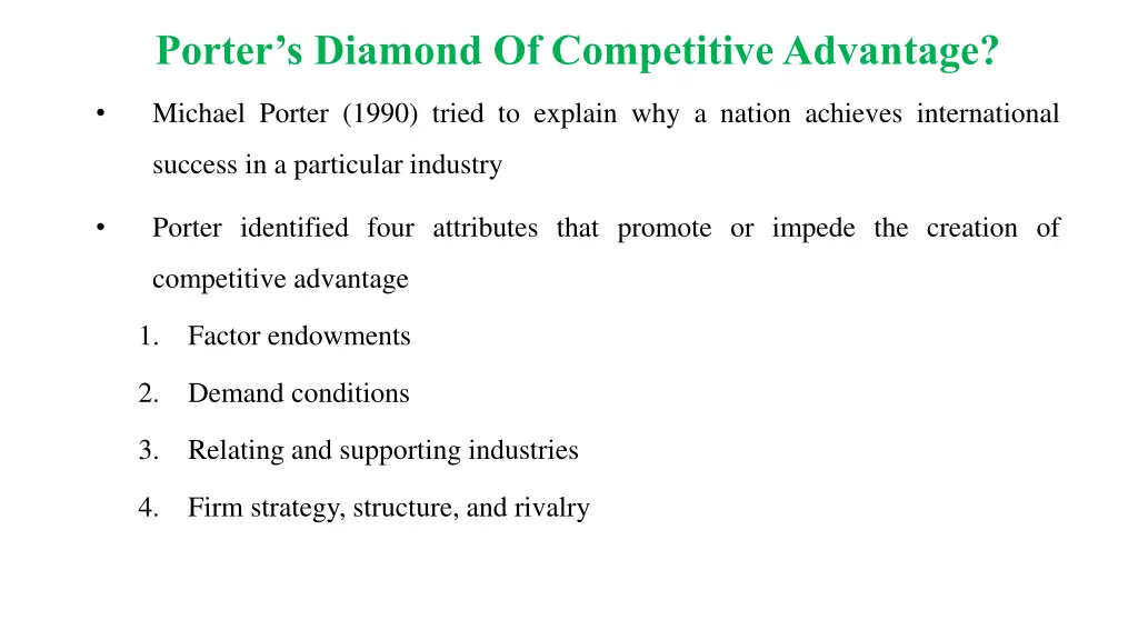 porter s diamond of competitive advantage