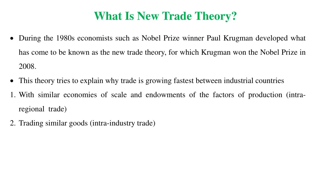 what is new trade theory 1