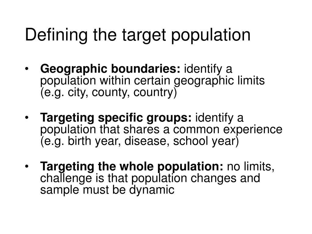 defining the target population