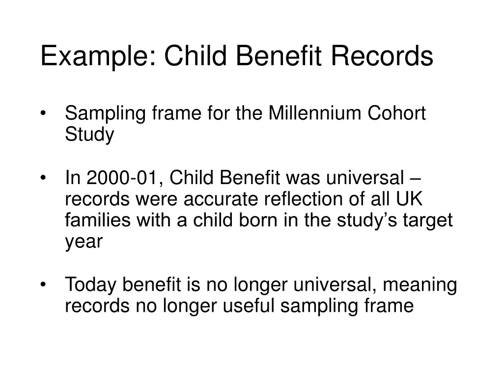 example child benefit records