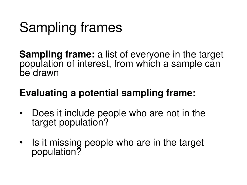sampling frames